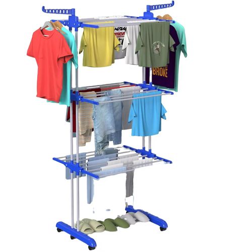 Sèche linge Trois niveaux de porte-vêtements, cintre en acier inoxydable réglable