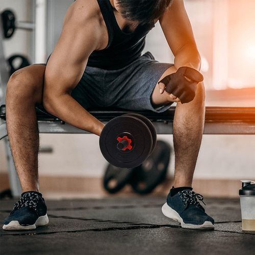 Kit d’haltères Courts Longs 15kg, Set 2en1 avec 8 Plaques de poids, Avec barre extension