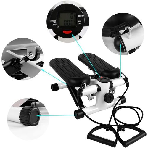 Mini Stepper  Multifonctions avec écran et Cordes Élastiques, Poids supporté jusqu'à 100kg